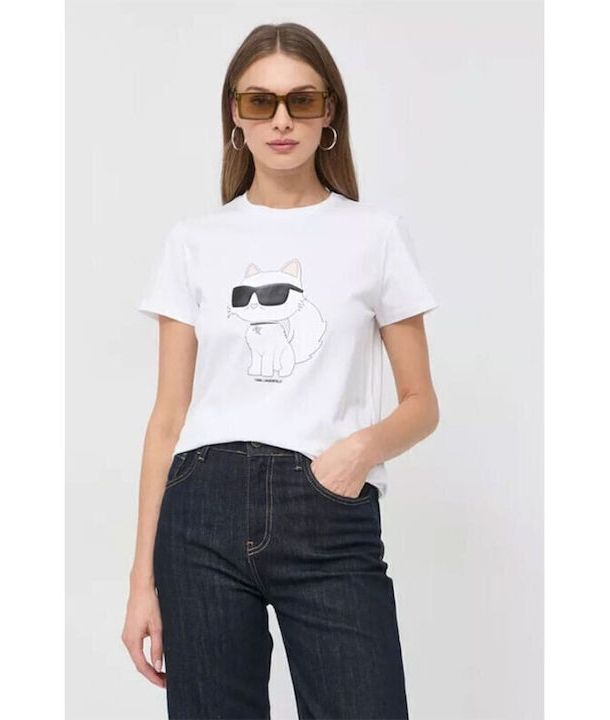 Γυναικείο Ikonik 2.0 Choupette T-shirt Λευκό Karl Lagerfeld 230W1703-100 WHITE