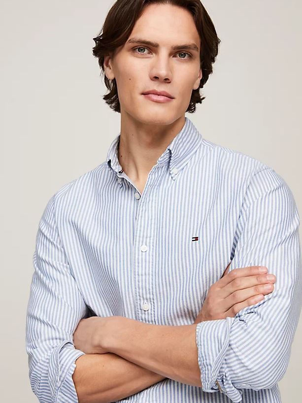 Ανδρικό Ριγέ Πουκάμισο Μπλε Tommy Hilfiger MW0MW36238-0A8