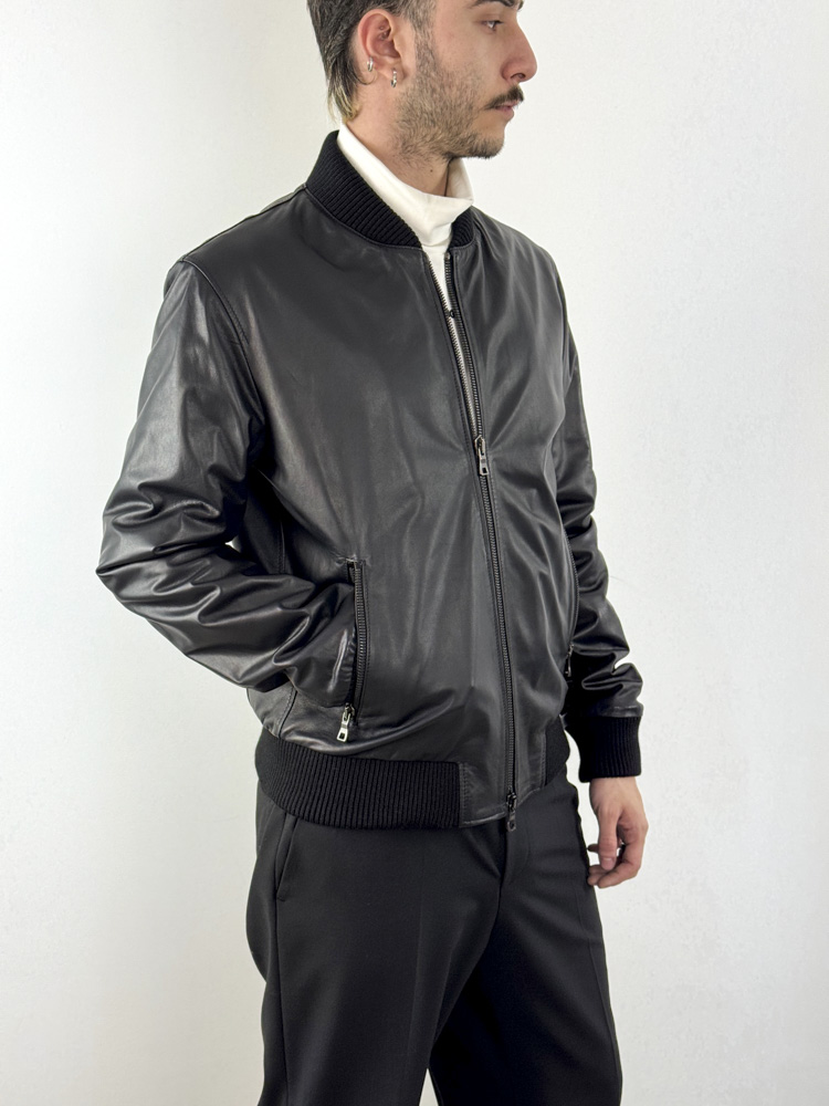 Ανδρικό Δερμάτινο Μπουφάν Μαύρο Maffei 41231-NERO