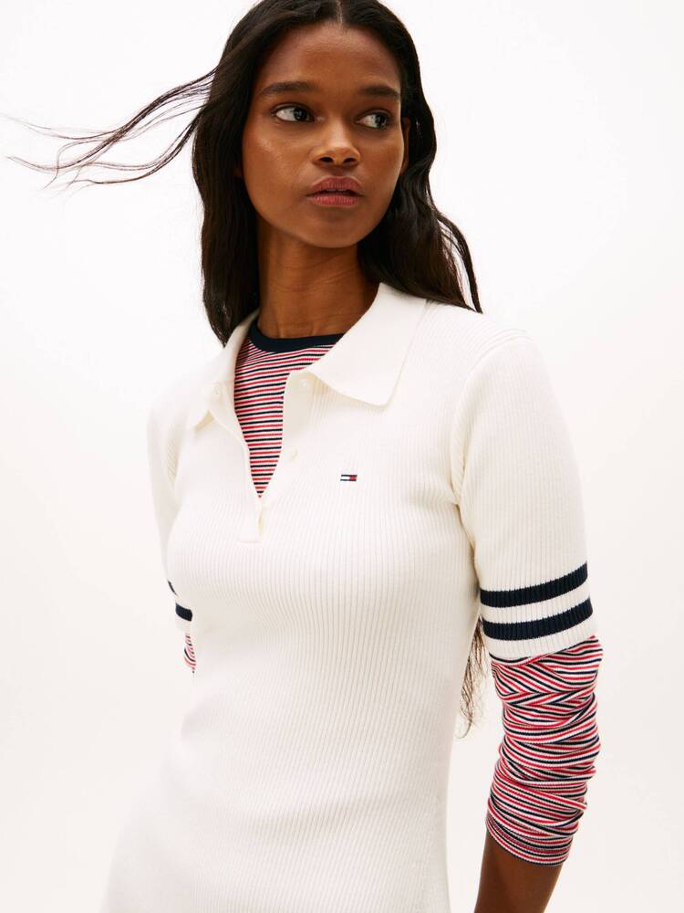 Γυναικείο Κοντομάνικο Polo Φόρεμα Εκρού Tommy Jeans DW0DW22106-YBH