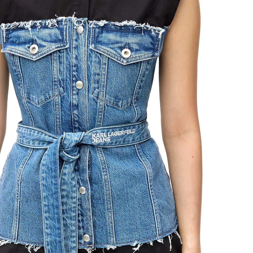 Γυναικείο Αμάνικο Φόρεμα Karl Lagerfeld Jeans B1W13035-1GK WASHED BLUE BLACK