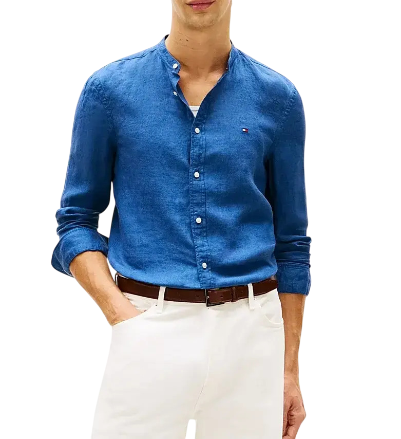 Ανδρικό Λινό Πουκάμισο Μπλε Tommy Hilfiger MW0MW39271-C3I