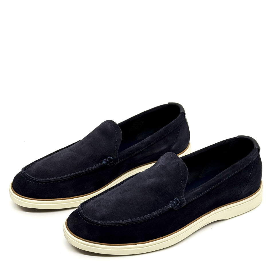 Ανδρικά Δερμάτινα Suede Χειροποίητα Loafers Navy Μπλε Diadoch 2542-BLUE