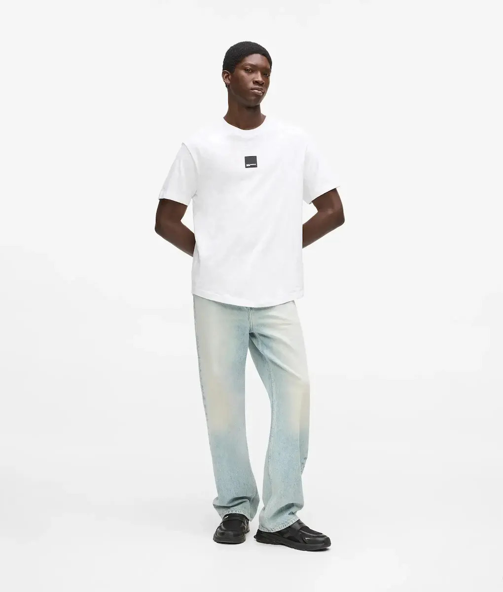 Ανδρικό Curved Hem T-shirt Λευκό Karl Lagerfeld Jeans B2M17048-100 WHITE