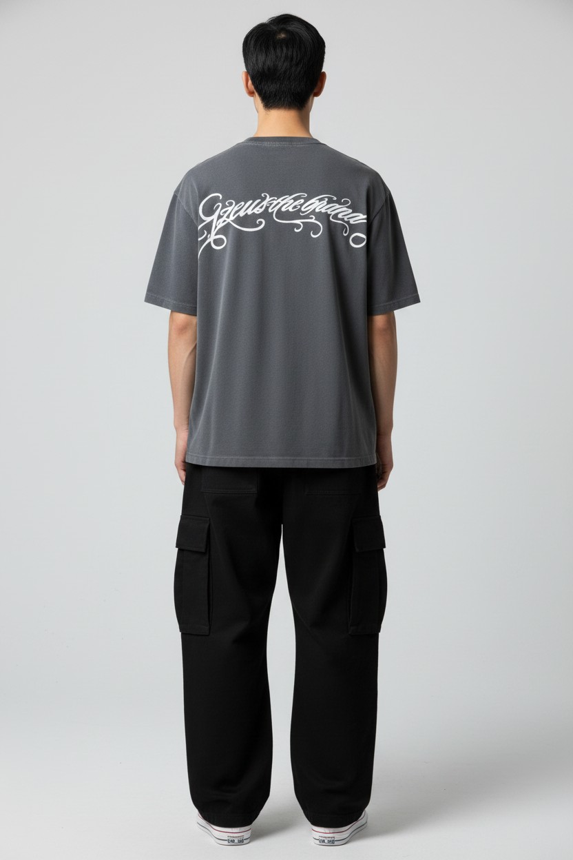 Heavyweight 260gsm Oversized Washed Grey Gzeus T-shirt GZ100CA