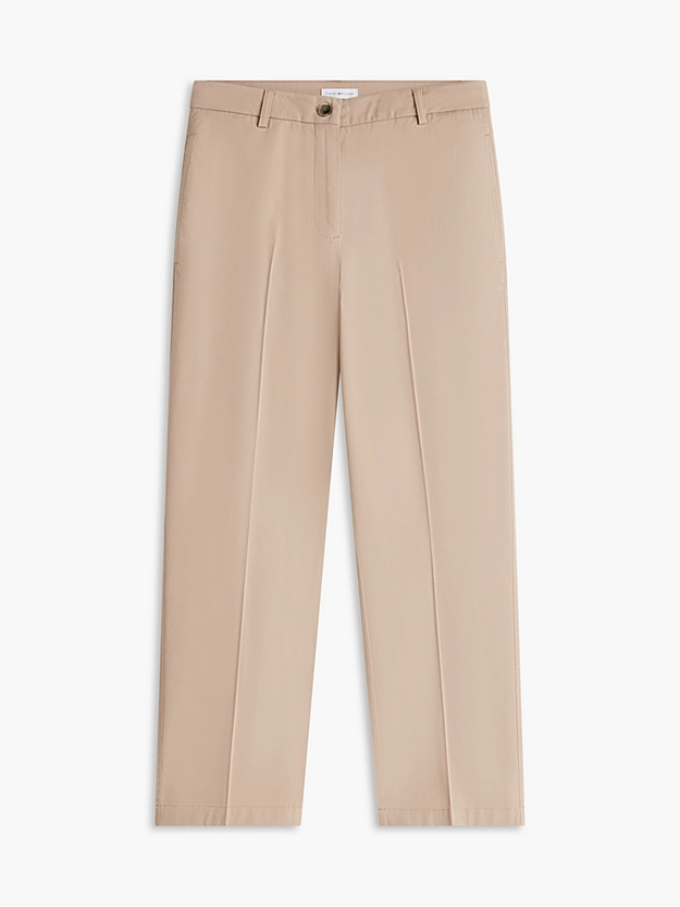 Γυναικείο Slim Straight Παντελόνι Μπεζ Tommy Hilfiger WW0WW52817-AEG