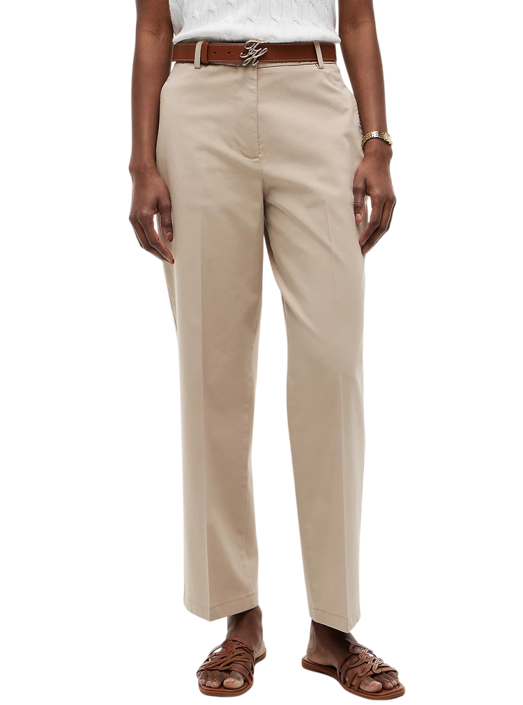 Γυναικείο Slim Straight Παντελόνι Μπεζ Tommy Hilfiger WW0WW52817-AEG