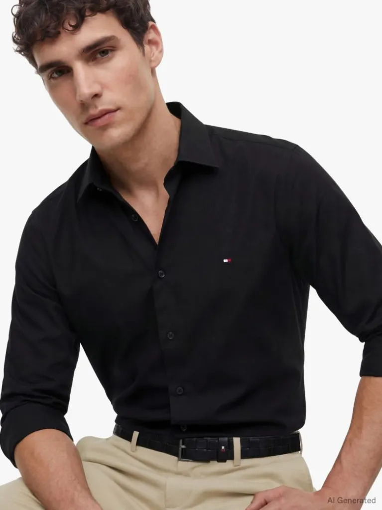 Ανδρικό Πουκάμισο Μαύρο Tommy Hilfiger MW0MW43122-BDS