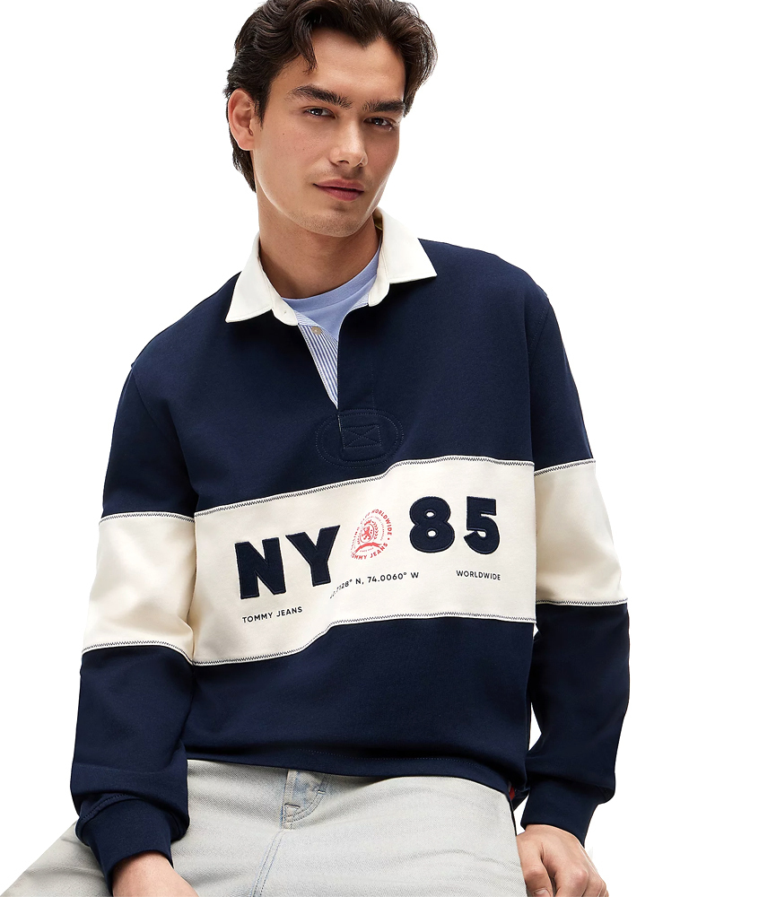 Ανδρική Μακρυμάνικη Polo Μπλούζα Navy Μπλε Tommy Jeans DM0DM23162-C1G