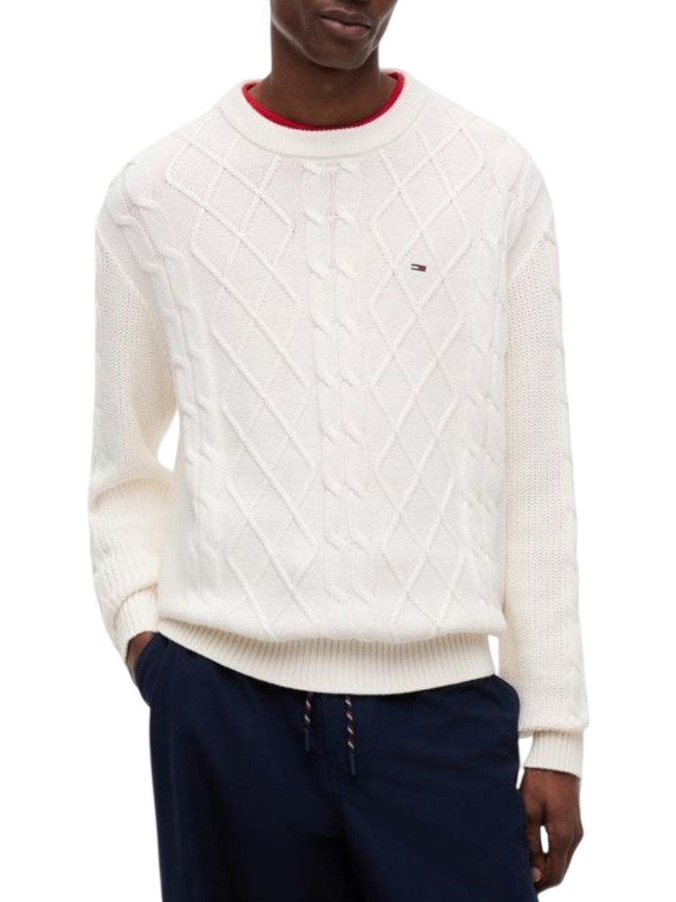 Ανδρικό Πουλόβερ Εκρού Tommy Jeans DM0DM23405-YBH