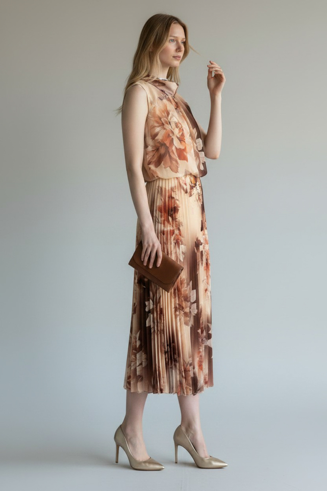 Γυναικείο Αμάνικο Abito Φόρεμα Καφέ Emporio Co. MF-130