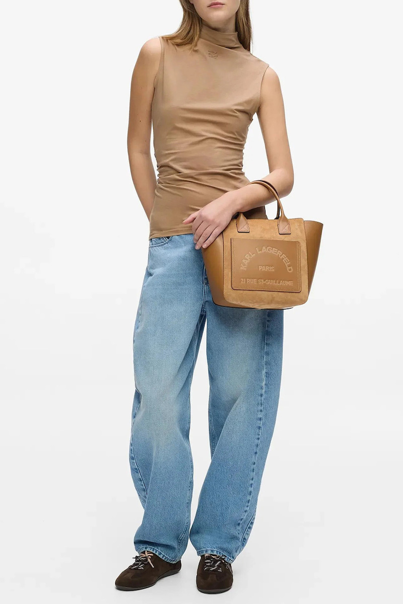 Γυναικεία Δερμάτινη K/Daily Tote Τσάντα Ταμπά Karl Lagerfeld B3W30094-1XV Caramel