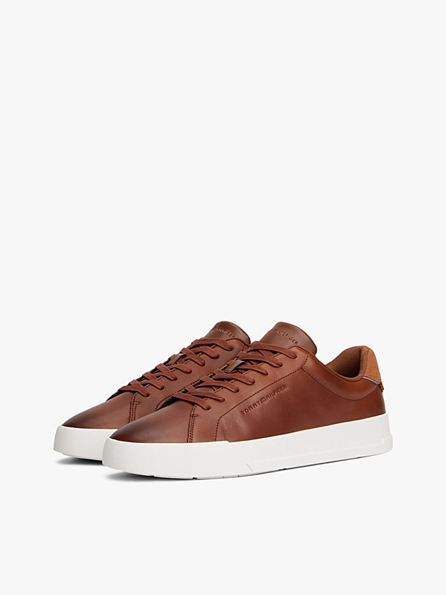Ανδρικά Δερμάτινα Sneakers Καφέ Tommy Hilfiger FM0FM05729-GVI