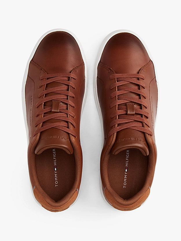 Ανδρικά Δερμάτινα Sneakers Καφέ Tommy Hilfiger FM0FM05729-GVI