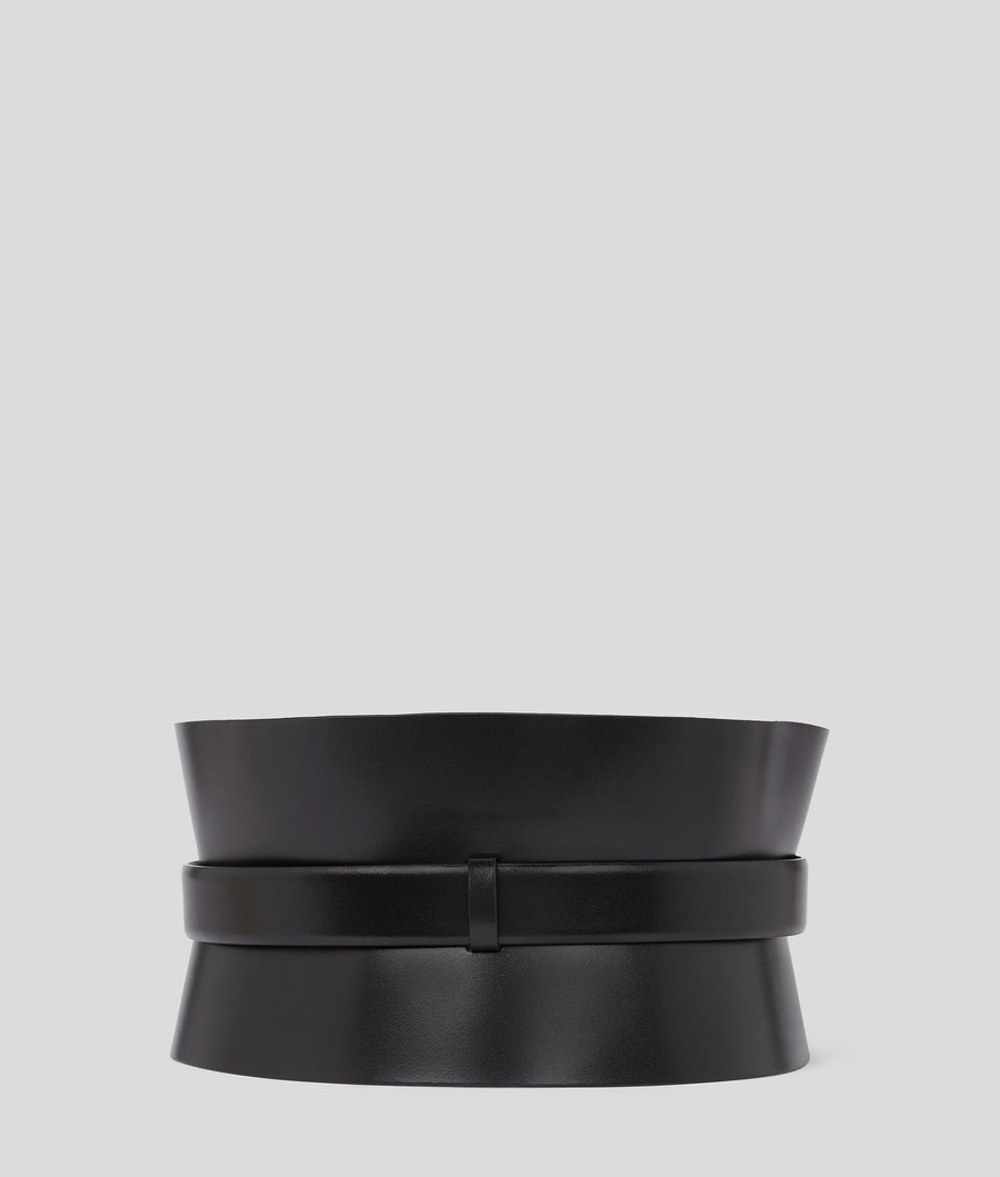 Γυναικεία Δερμάτινη K/Essential Ζώνη Μαύρη Karl Lagerfeld A1W33063-999 Black
