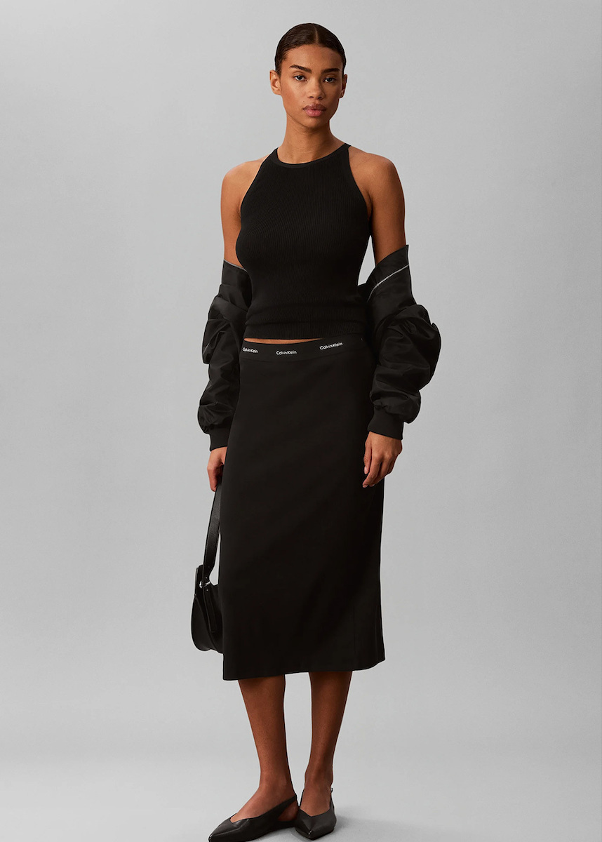 Γυναικεία Midi Φούστα Μαύρη Calvin Klein LV047H241G-UB1