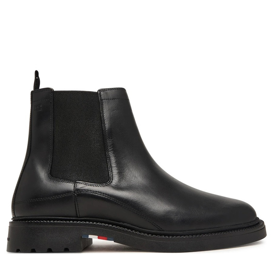 Ανδρικά Δερμάτινα Μποτάκια Μαύρα Tommy Hilfiger FM0FM05966-BDS