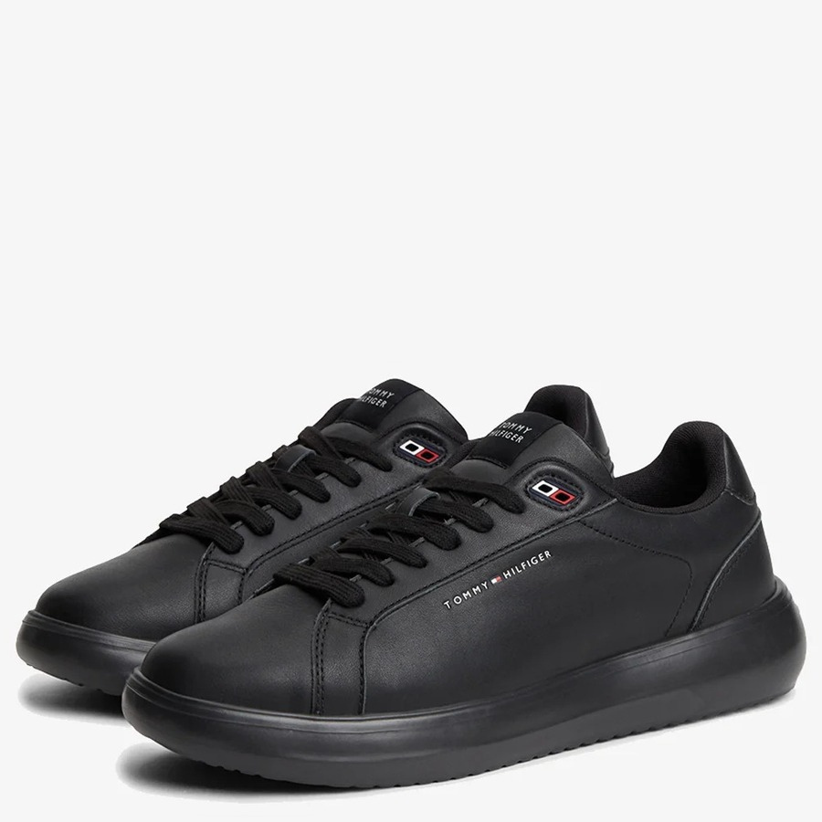 Ανδρικά Δερμάτινα Sneakers Μαύρα Tommy Hilfiger FM0FM06000-0GJ