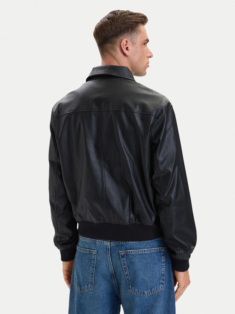 Ανδρικό Faux Leather Bomber Μπουφάν Μαύρο Calvin Klein LV04RH413G-UB1