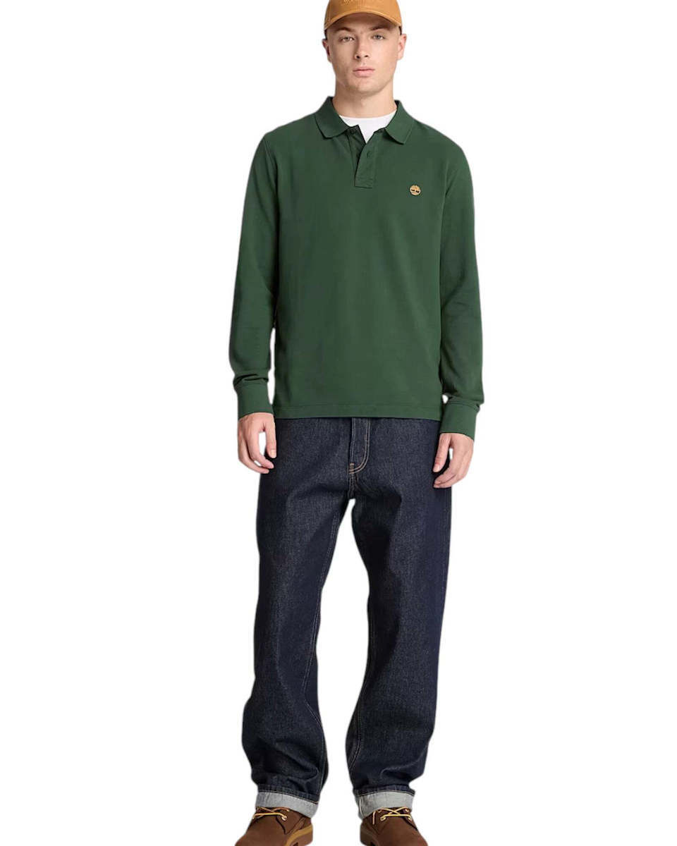 Ανδρικό Millers River Μακρυμάνικο Polo Πράσινο Timberland TBC0YHBE-398