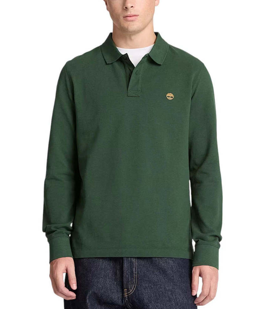 Ανδρικό Millers River Μακρυμάνικο Polo Πράσινο Timberland TBC0YHBE-398