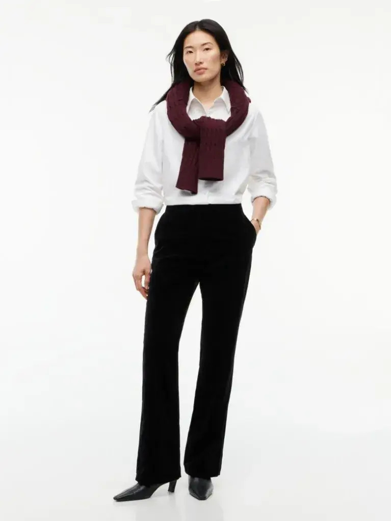 Γυναικείο Slim Βελουτέ Παντελόνι Μαύρο Tommy Hilfiger WW0WW52201-BDS