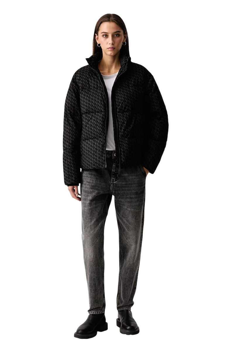 Γυναικείο Monogram Puffer Μπουφάν Μαύρο Karl Lagerfeld Jeans B4W15020-A75 Logo