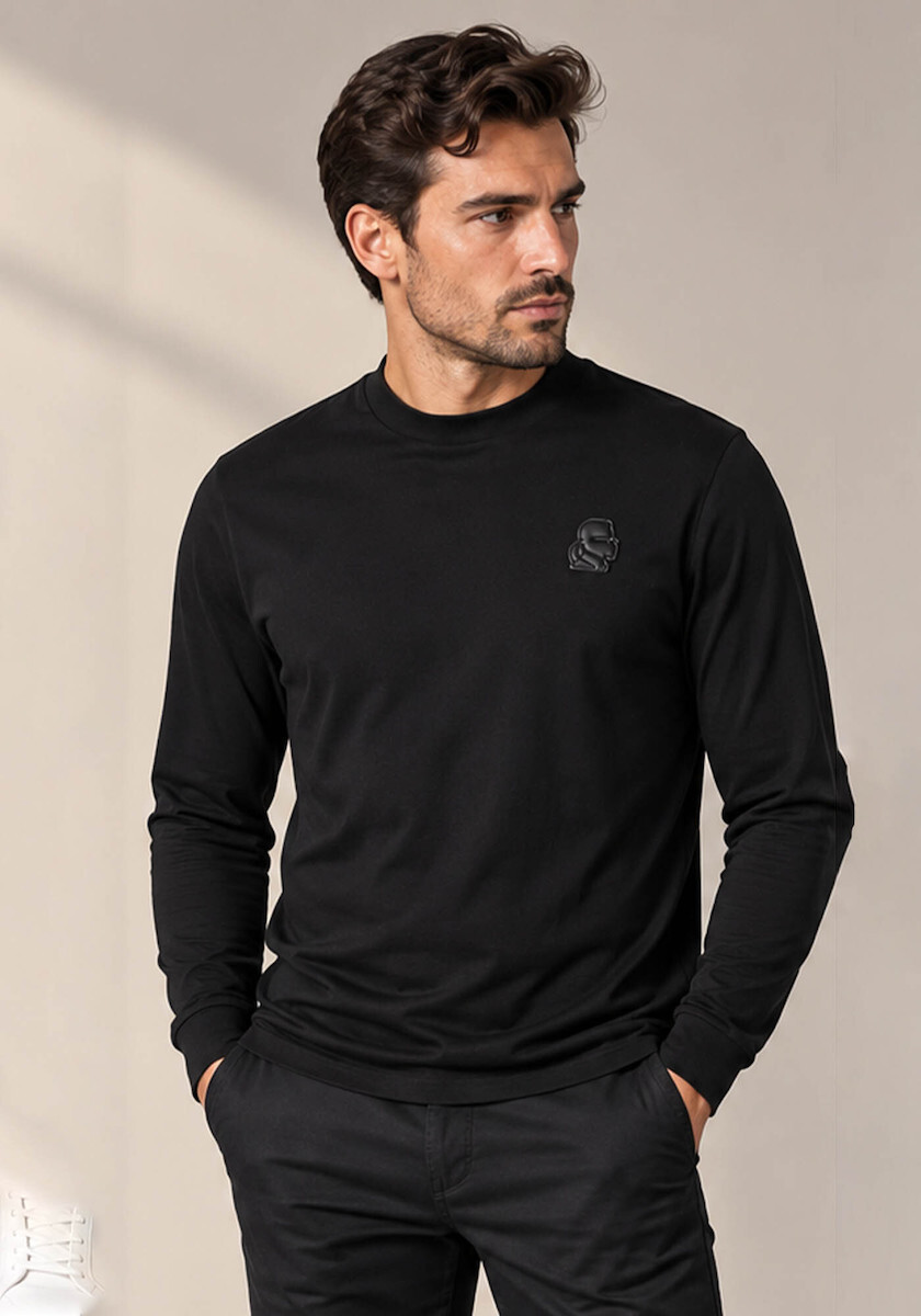 Ανδρικό Μακρυμάνικο T-shirt Μαύρο Karl Lagerfeld 755048 564235-990