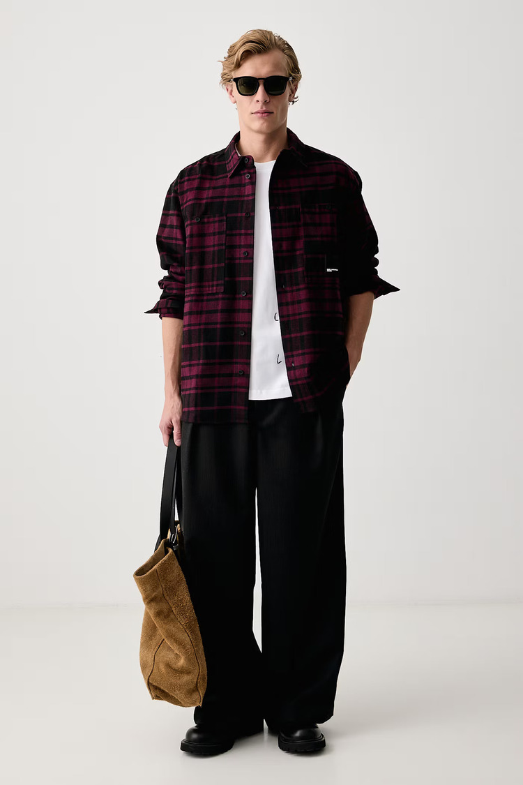 Ανδρικό Καρό Πουκάμισο Μπορντό Karl Lagerfeld Jeans B4M16023-C50 Wine