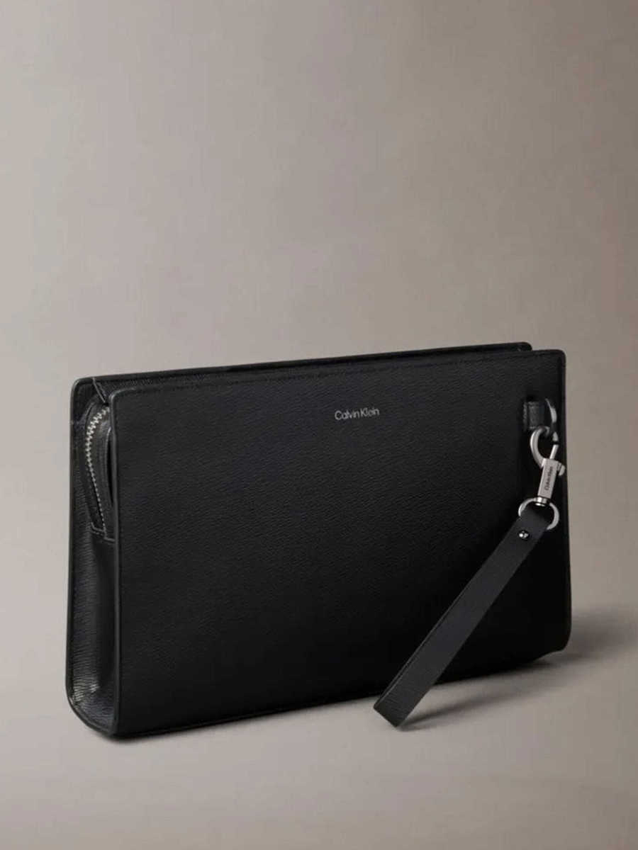 Ανδρικό Δερμάτινο Τσαντάκι Χειρός Μαύρο Calvin Klein LV04D1369G-UB1