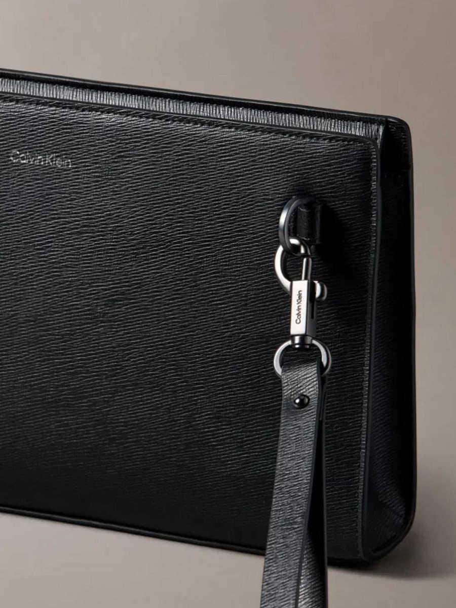 Ανδρικό Δερμάτινο Τσαντάκι Χειρός Μαύρο Calvin Klein LV04D1369G-UB1