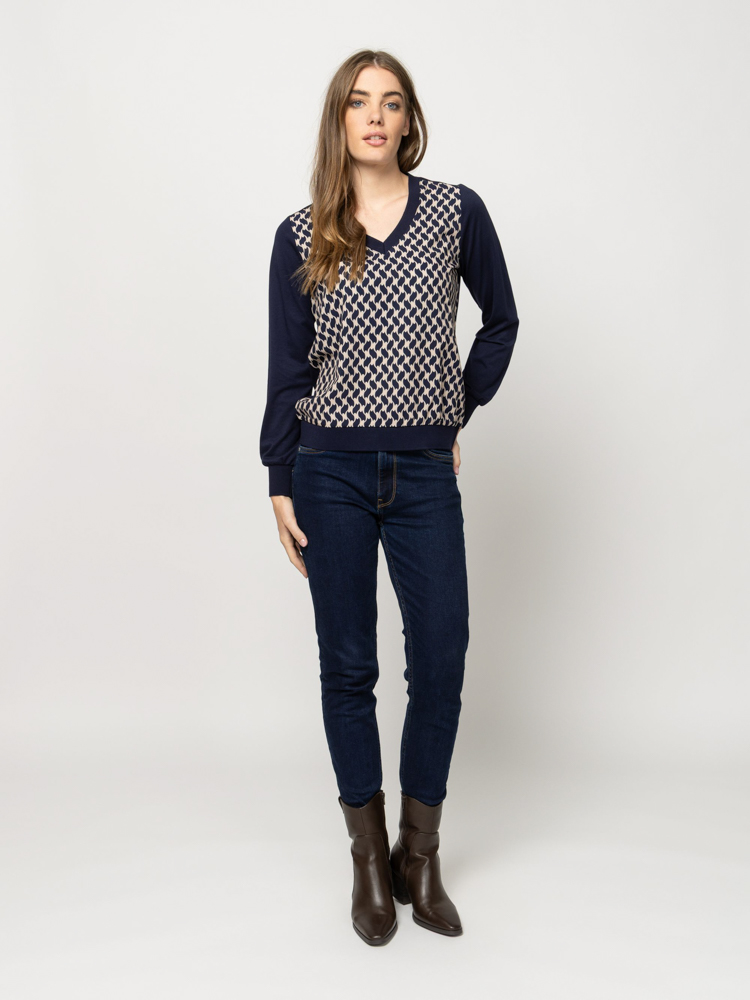 Γυναικείο Calishaw26 Μακρυμάνικο T-shirt Navy Μπλε Heavy Tools T15056-GEOMETRIC