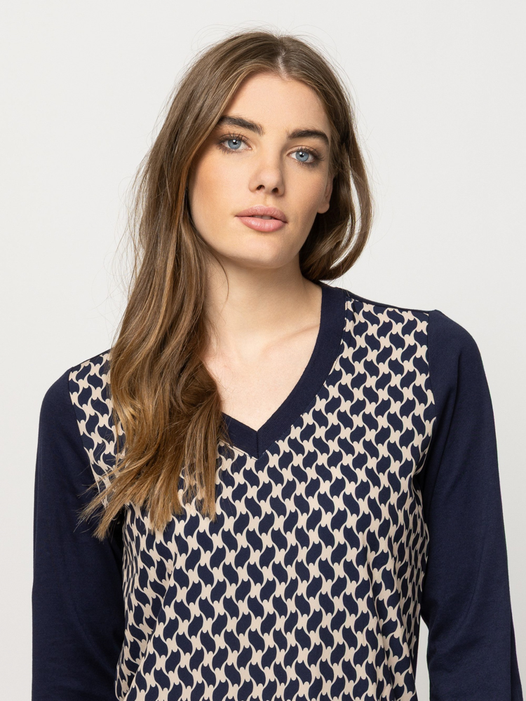 Γυναικείο Calishaw26 Μακρυμάνικο T-shirt Navy Μπλε Heavy Tools T15056-GEOMETRIC