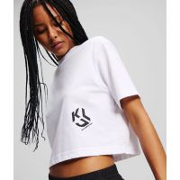 Γυναικείο Cropped Monogram T-shirt Λευκό Karl Lagerfeld Jeans A2W17076-100 WHITE