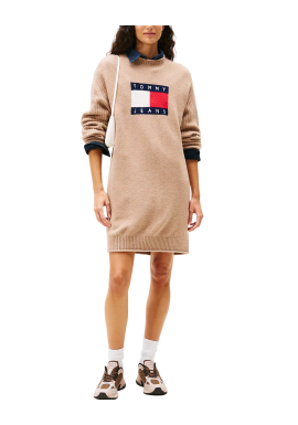 Γυναικείο Πλεκτό Φόρεμα Μπεζ Tommy Jeans DW0DW21462-GUQ