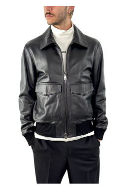 Ανδρικό Δερμάτινο Μπουφάν Μαύρο Maffei 51283-NERO