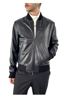 Ανδρικό Δερμάτινο Μπουφάν Μαύρο Maffei 41231-NERO