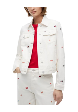 Γυναικείο Τζιν Μπουφάν Λευκό Tommy Jeans DW0DW22868-1D0
