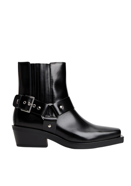 Γυναικεία Δερμάτινα Cowboy Μποτάκια Μαύρα Tommy Jeans EN0EN03143-BDS