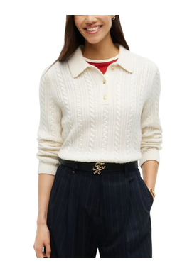 Γυναικείο Polo Πουλόβερ Εκρού Tommy Hilfiger WW0WW52222-Z00