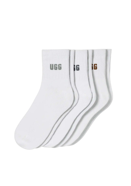 Γυναικείες Quinlin Logo Quarter Κάλτσες 3 Τεμαχίων Λευκές UGG 1181412-SMYB