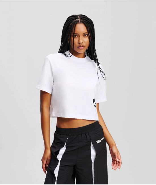 Γυναικείο Cropped Monogram T-shirt Λευκό Karl Lagerfeld Jeans A2W17076-100 WHITE