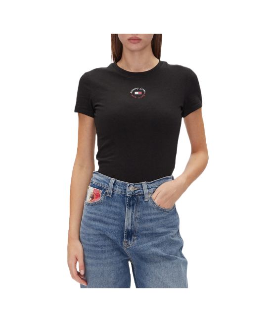 Γυναικείο Slim T-shirt Μαύρο Tommy Jeans DW0DW20316-BDS
