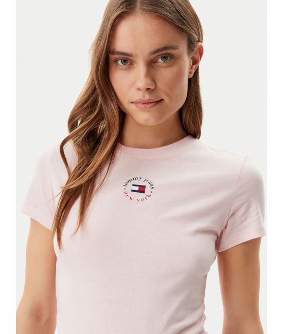 Γυναικείο Slim T-shirt Ροζ Tommy Jeans DW0DW20316-TH3