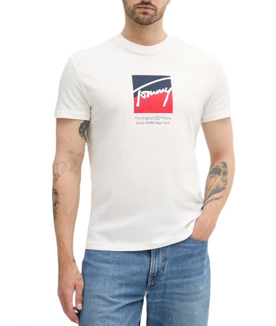 Ανδρικό T-shirt Λευκό Tommy Jeans DM0DM21940-YBL