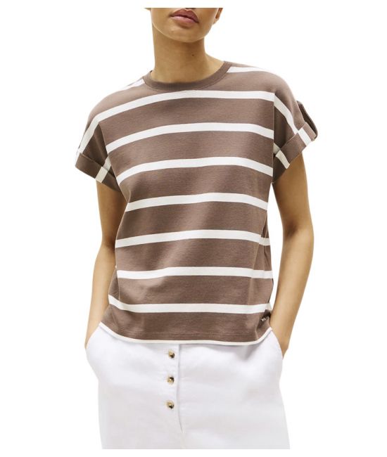 Γυναικείο Ριγέ T-shirt Καφέ Tommy Hilfiger WW0WW45628-0BL
