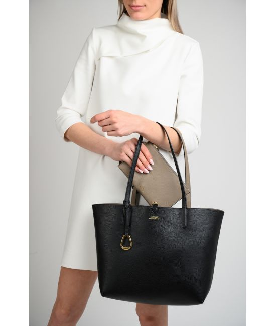 Γυναικεία Τσάντα Μαύρη Ralph Lauren 431795329001-BLK/TAUPE