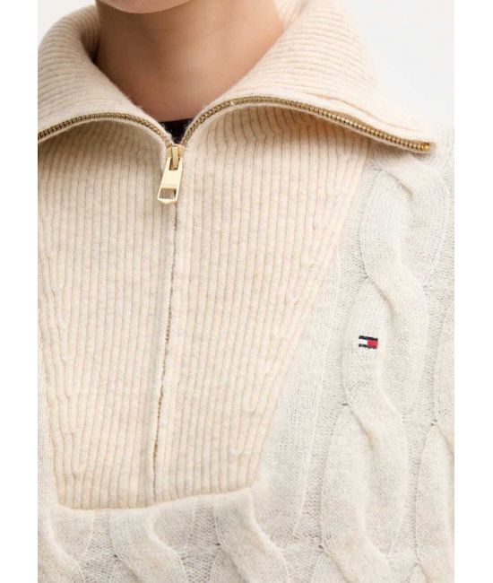Γυναικείο Μάλλινο Πουλόβερ Μπεζ Tommy Hilfiger WW0WW46425-ADK
