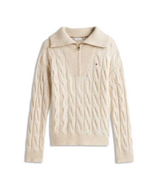 Γυναικείο Μάλλινο Πουλόβερ Μπεζ Tommy Hilfiger WW0WW46425-ADK