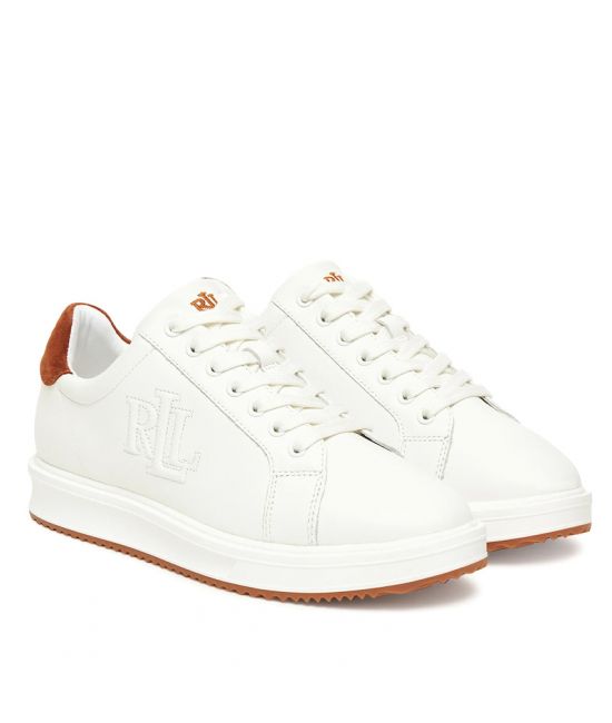 Γυναικεία Δερμάτινα Ainsley Sneakers Λευκά Ralph Lauren 802979188001-WHITE